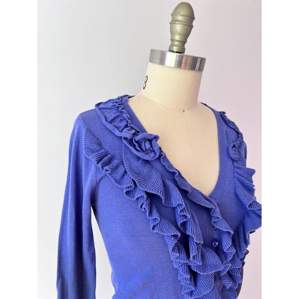 Guinevere Roaming‎ Frills Cardigan Anthropologie Y2K Purple - Picture 3 of 8